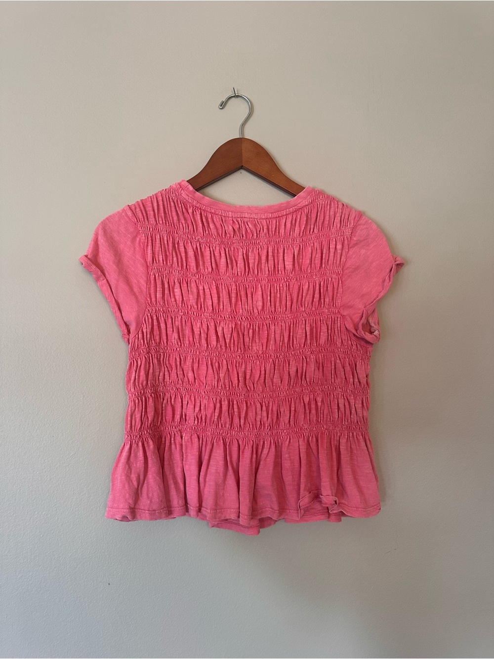 Pilcro Pink Smocked Peplum Tee 100% cotton - Picture 3 of 4